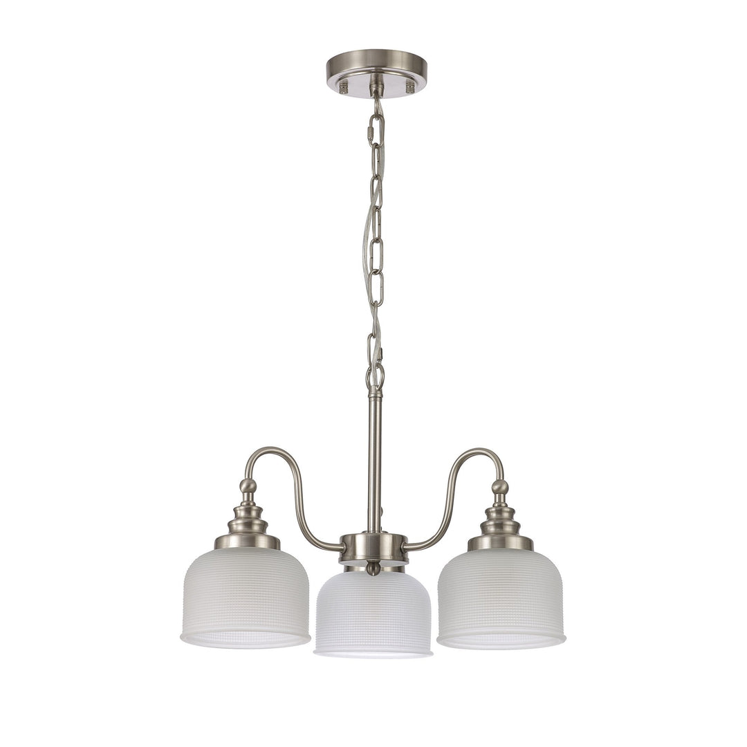 Nelson Lighting NL86299 Sakkas 3 Light Pendant/Ceiling Light Satin Nickel Frosted