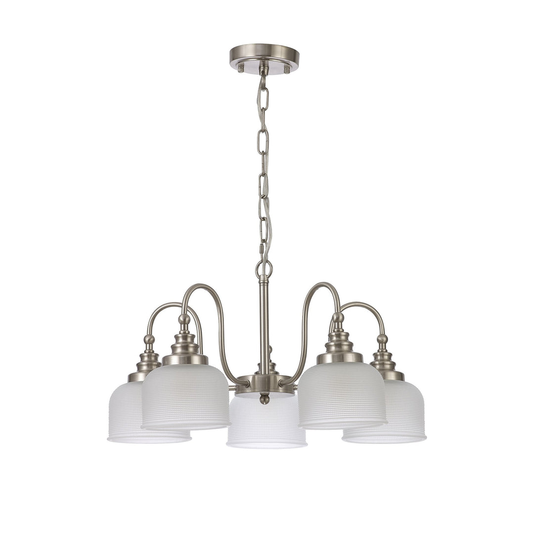 Nelson Lighting NL86309 Sakkas 5 Light Pendant/Ceiling Light Satin Nickel Frosted