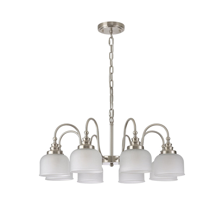 Nelson Lighting NL86319 Sakkas 8 Light Pendant/Ceiling Light Satin Nickel Frosted