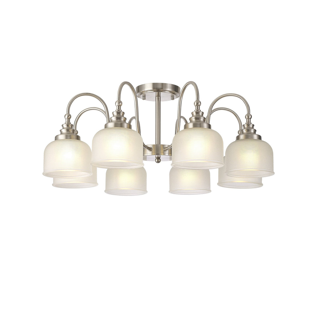 Nelson Lighting NL86319 Sakkas 8 Light Pendant/Ceiling Light Satin Nickel Frosted