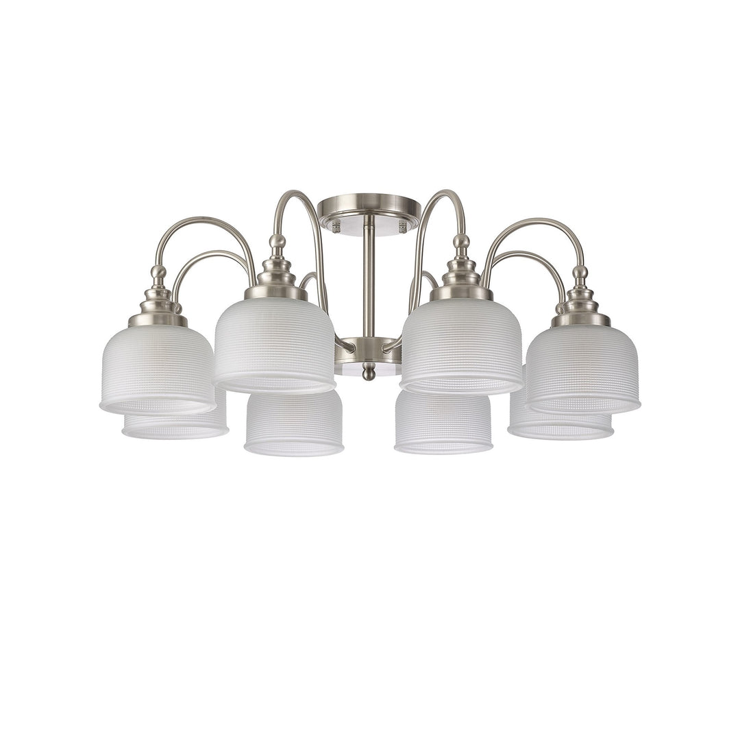 Nelson Lighting NL86319 Sakkas 8 Light Pendant/Ceiling Light Satin Nickel Frosted