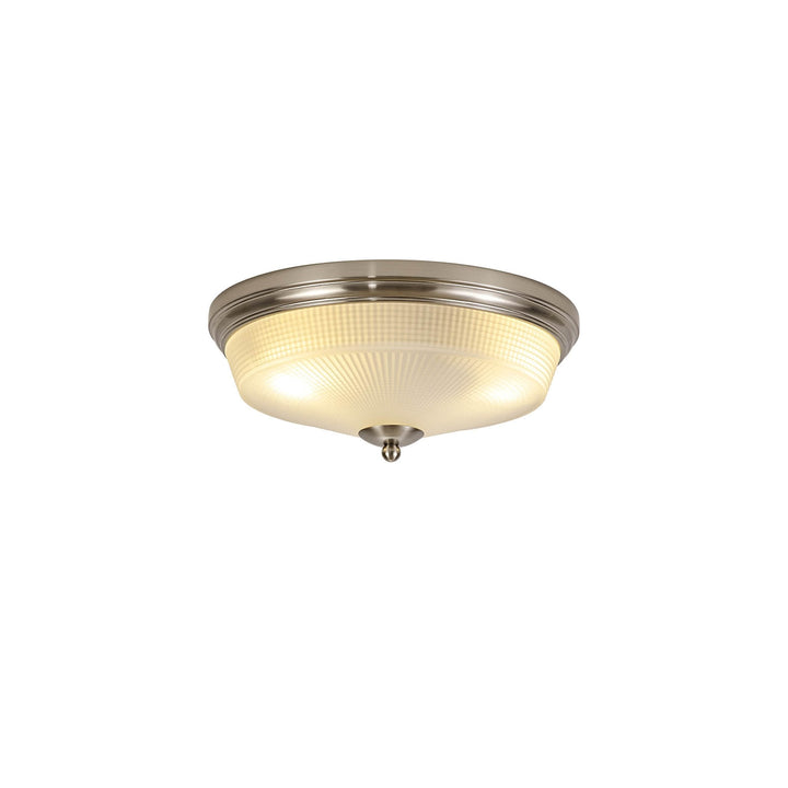 Nelson Lighting NL86329 Sakkas 2 Light Flush Ceiling Light Satin Nickel Frosted