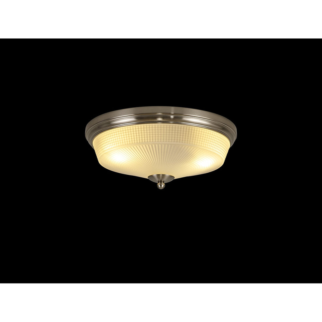 Nelson Lighting NL86329 Sakkas 2 Light Flush Ceiling Light Satin Nickel Frosted