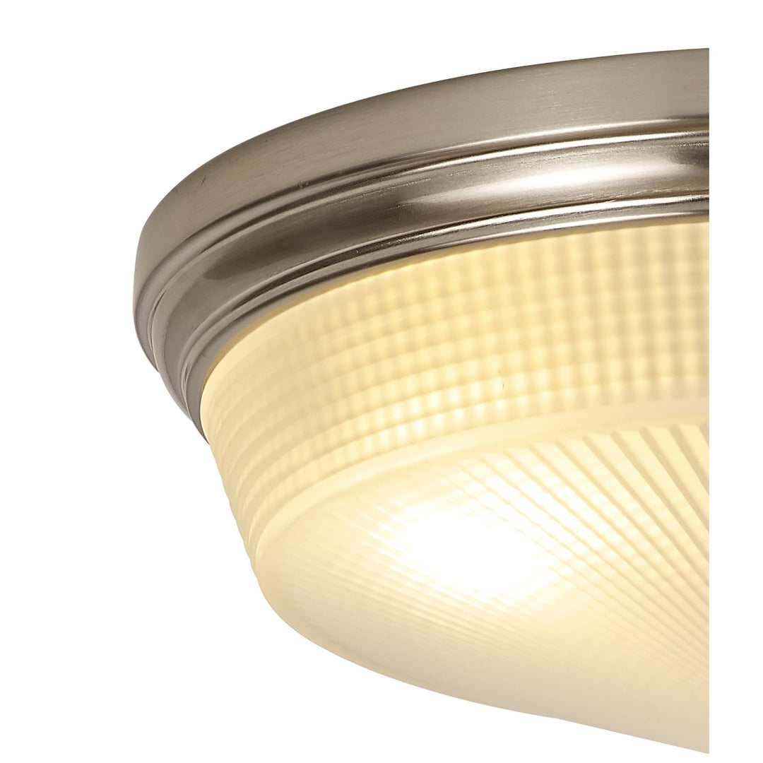 Nelson Lighting NL86329 Sakkas 2 Light Flush Ceiling Light Satin Nickel Frosted