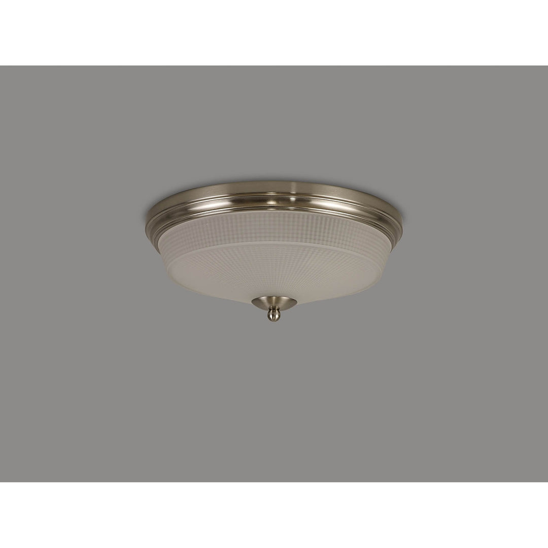 Nelson Lighting NL86329 Sakkas 2 Light Flush Ceiling Light Satin Nickel Frosted