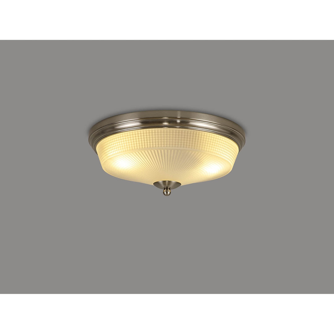 Nelson Lighting NL86329 Sakkas 2 Light Flush Ceiling Light Satin Nickel Frosted