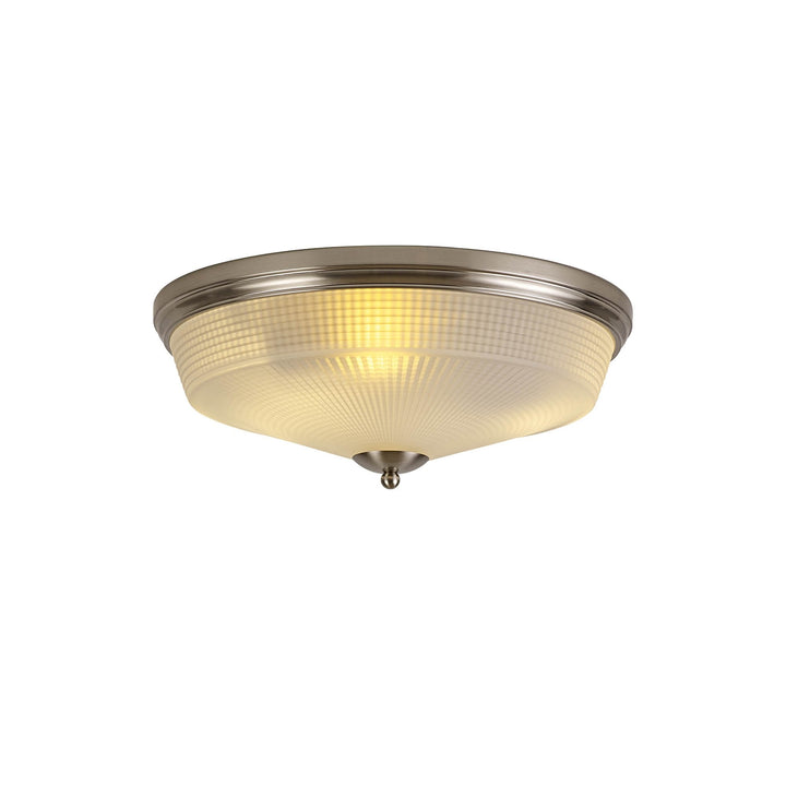 Nelson Lighting NL86339 Sakkas 3 Light Flush Ceiling Light Satin Nickel Frosted