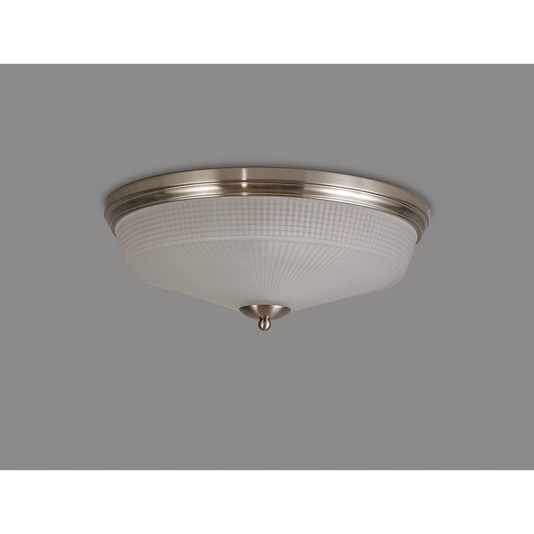 Nelson Lighting NL86339 Sakkas 3 Light Flush Ceiling Light Satin Nickel Frosted