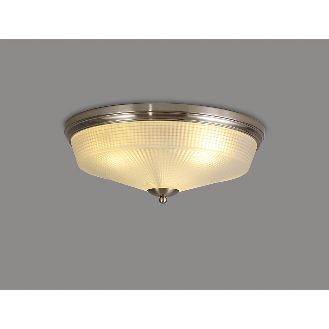 Nelson Lighting NL86339 Sakkas 3 Light Flush Ceiling Light Satin Nickel Frosted