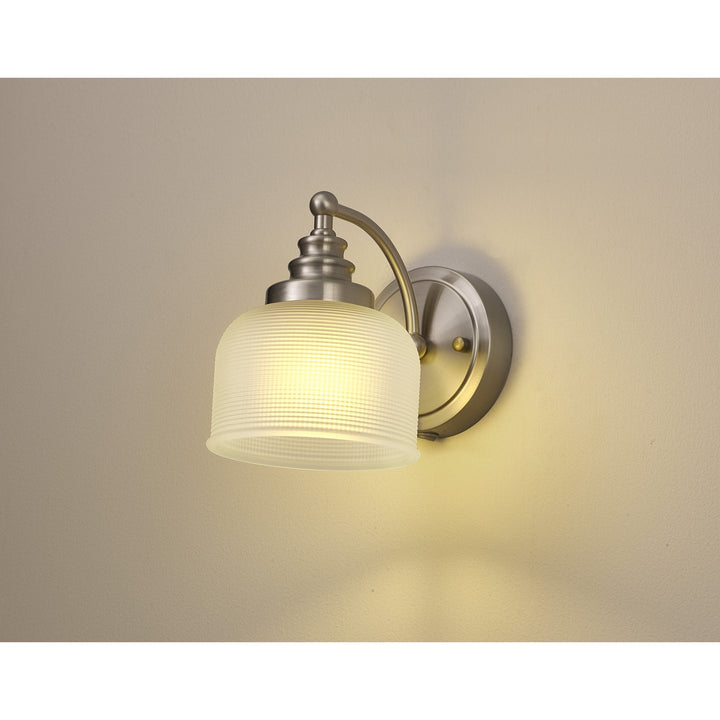 Nelson Lighting NL86349 Sakkas 1 Light Wall Light Satin Nickel Frosted