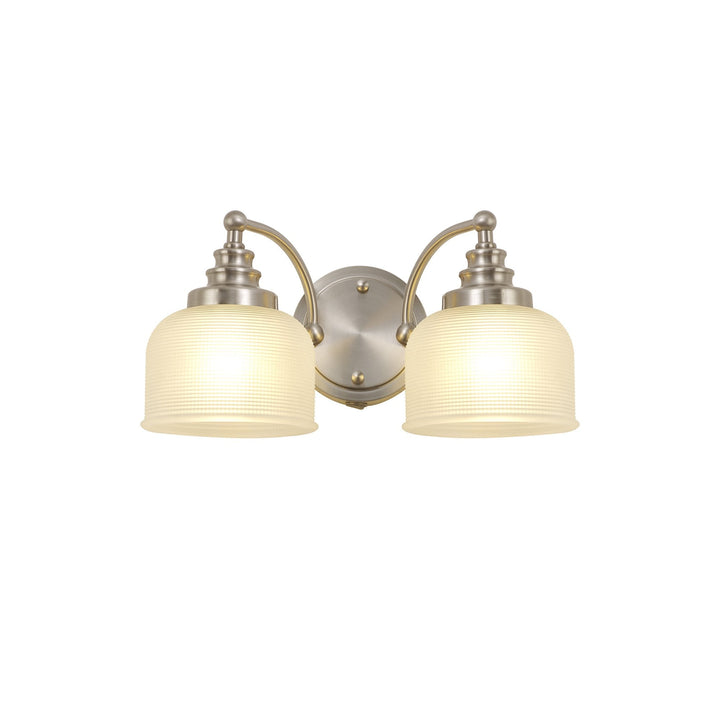 Nelson Lighting NL86359 Sakkas 2 Light Wall Light Satin Nickel Frosted