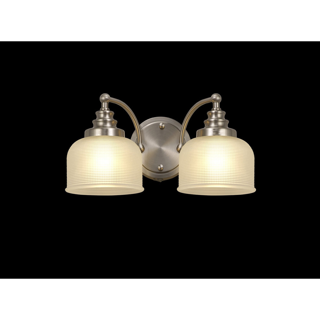 Nelson Lighting NL86359 Sakkas 2 Light Wall Light Satin Nickel Frosted