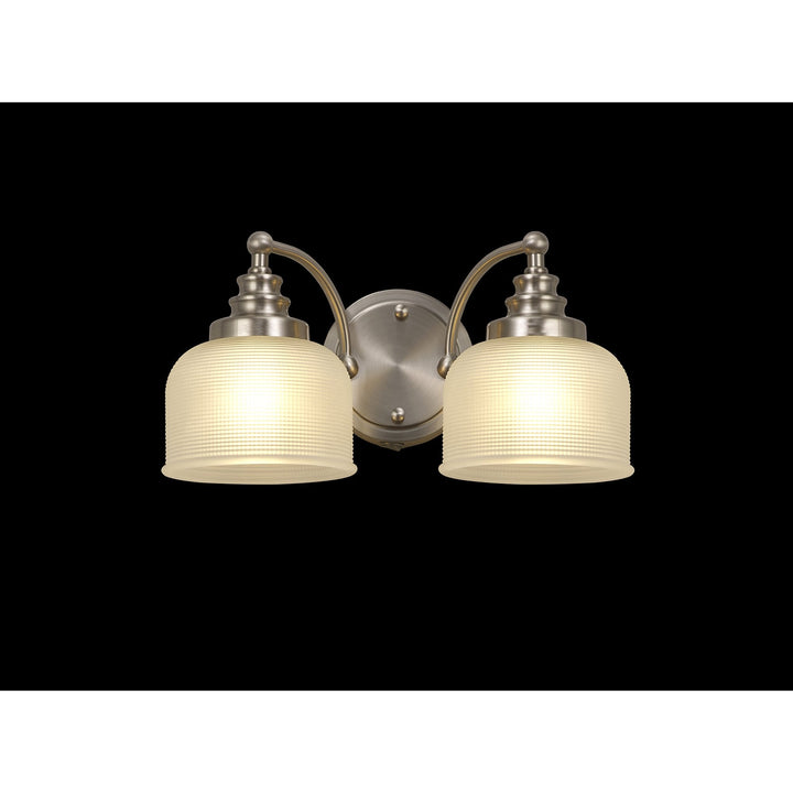 Nelson Lighting NL86359 Sakkas 2 Light Wall Light Satin Nickel Frosted