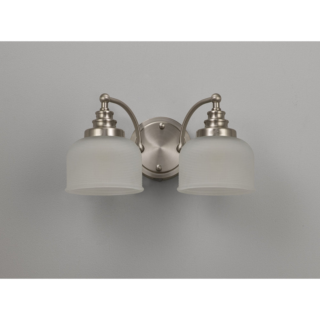 Nelson Lighting NL86359 Sakkas 2 Light Wall Light Satin Nickel Frosted