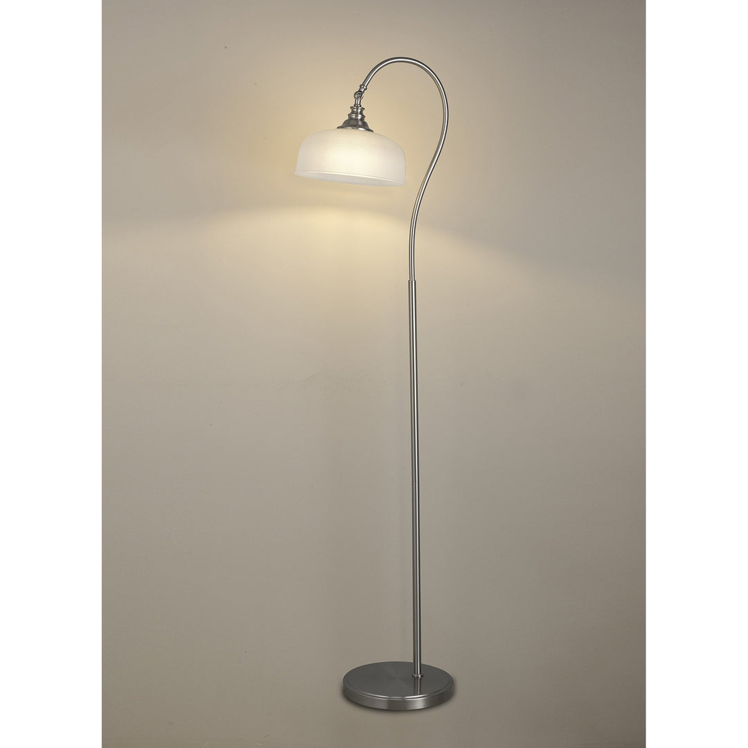 Nelson Lighting NL86379 Sakkas 1 Light Floor Lamp Satin Nickel Frosted