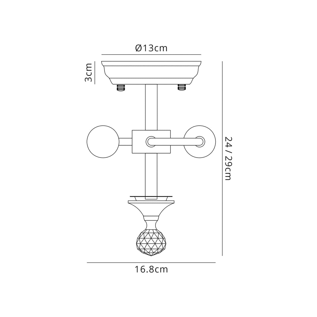 Nelson Lighting NL86889 Tabion 2 Light Ceiling Light Satin Nickel