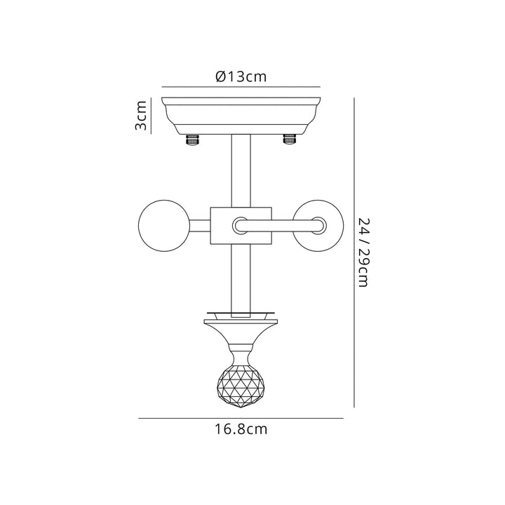 Nelson Lighting NL86889 Tabion 2 Light Ceiling Light Satin Nickel