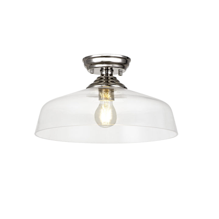 Nelson Lighting NLK15919 Tabion 1 Light Flush Ceiling Light Polished Nickel Clear