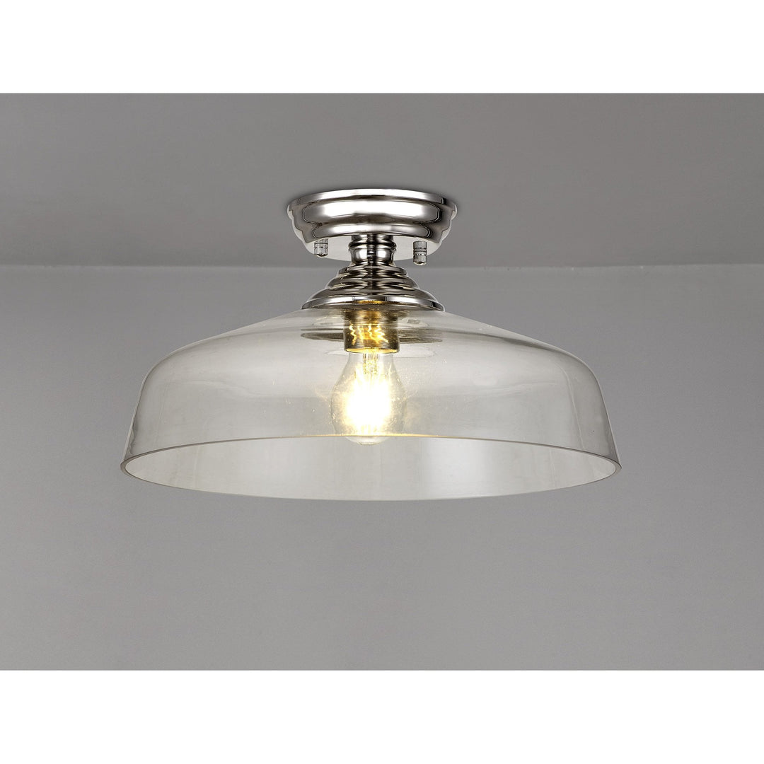 Nelson Lighting NLK15919 Tabion 1 Light Flush Ceiling Light Polished Nickel Clear