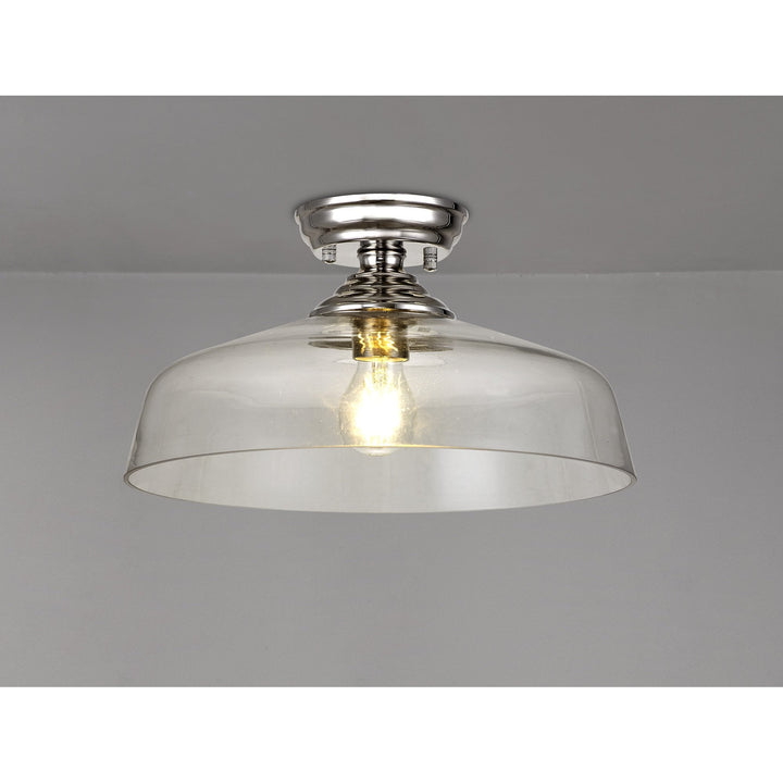 Nelson Lighting NLK15919 Tabion 1 Light Flush Ceiling Light Polished Nickel Clear