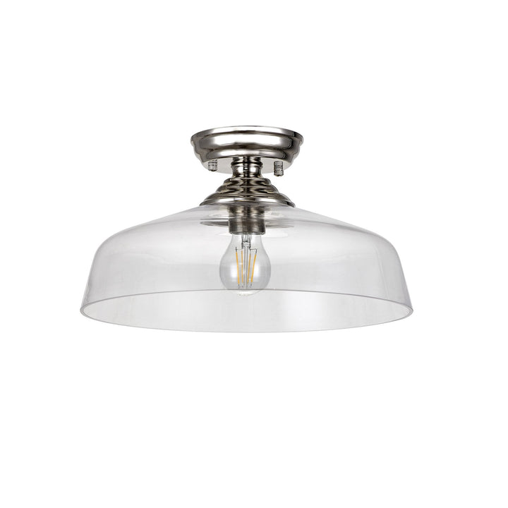 Nelson Lighting NLK15919 Tabion 1 Light Flush Ceiling Light Polished Nickel Clear