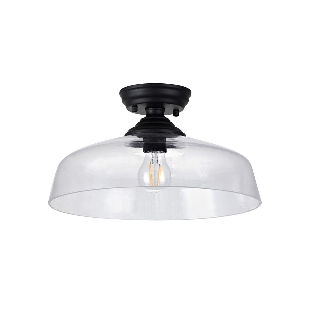 Nelson Lighting NLK16089 Tabion 1 Light Flush Ceiling Light Matt Black Clear