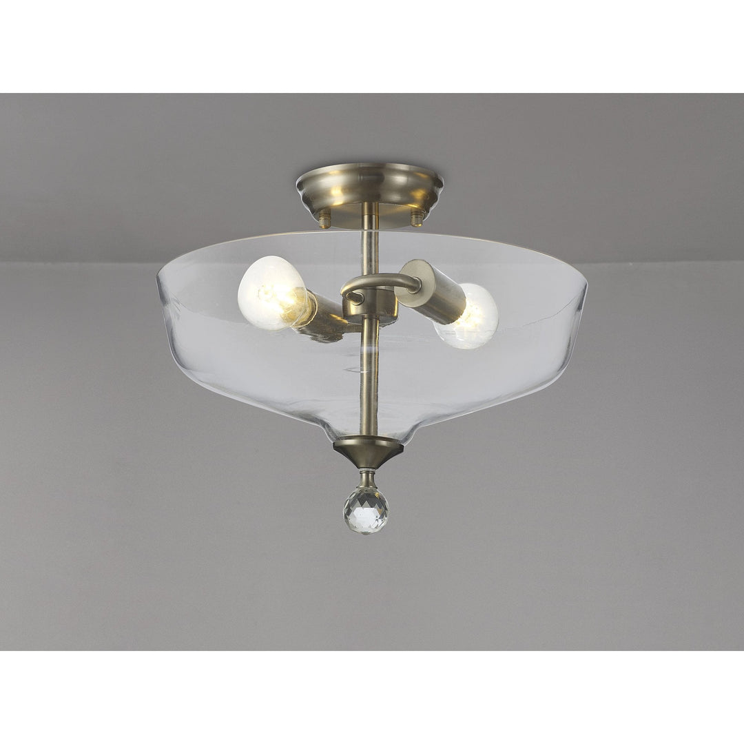 Nelson Lighting NLK16469 Tabion 2 Light Ceiling Light Satin Nickel Clear