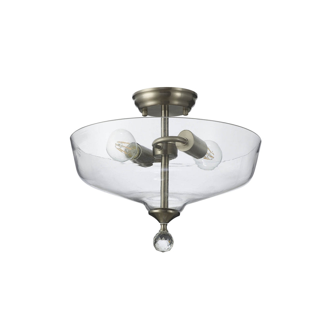 Nelson Lighting NLK16469 Tabion 2 Light Ceiling Light Satin Nickel Clear