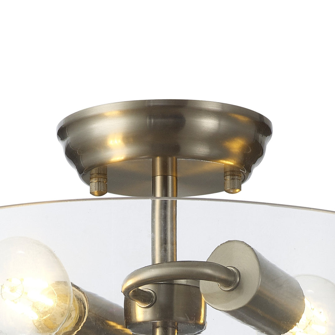 Nelson Lighting NLK16469 Tabion 2 Light Ceiling Light Satin Nickel Clear