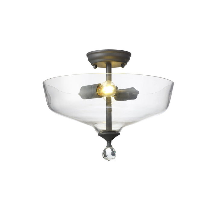 Nelson Lighting NLK16679 Tabion 2 Light Ceiling Light Graphite Clear