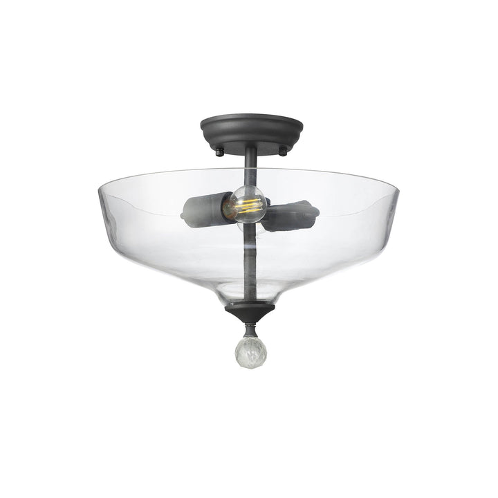 Nelson Lighting NLK16679 Tabion 2 Light Ceiling Light Graphite Clear