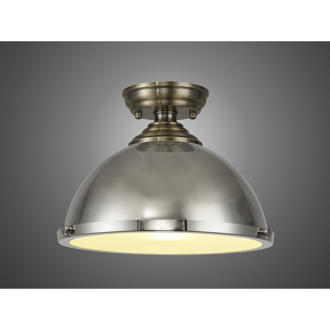 Nelson Lighting NLK15739 Tabion 1 Light Flush Ceiling Light Antique Brass Polished Nickel