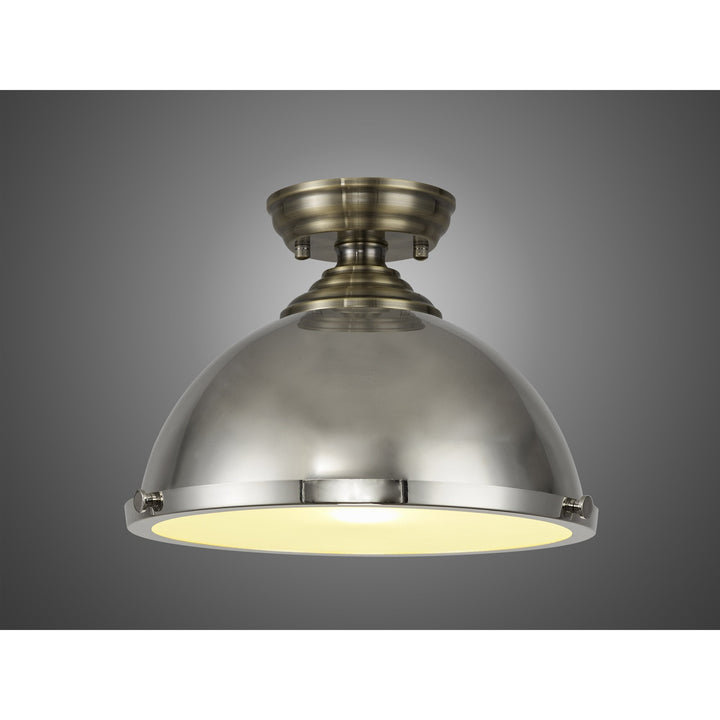 Nelson Lighting NLK15739 Tabion 1 Light Flush Ceiling Light Antique Brass Polished Nickel