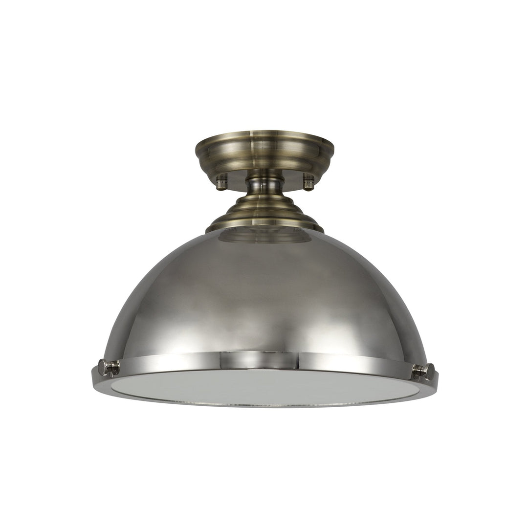 Nelson Lighting NLK15739 Tabion 1 Light Flush Ceiling Light Antique Brass Polished Nickel