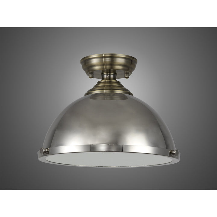 Nelson Lighting NLK15739 Tabion 1 Light Flush Ceiling Light Antique Brass Polished Nickel