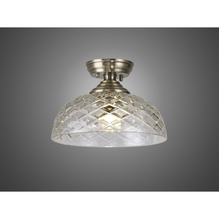 Nelson Lighting NLK15759 Tabion 1 Light Flush Ceiling Light Antique Brass Clear