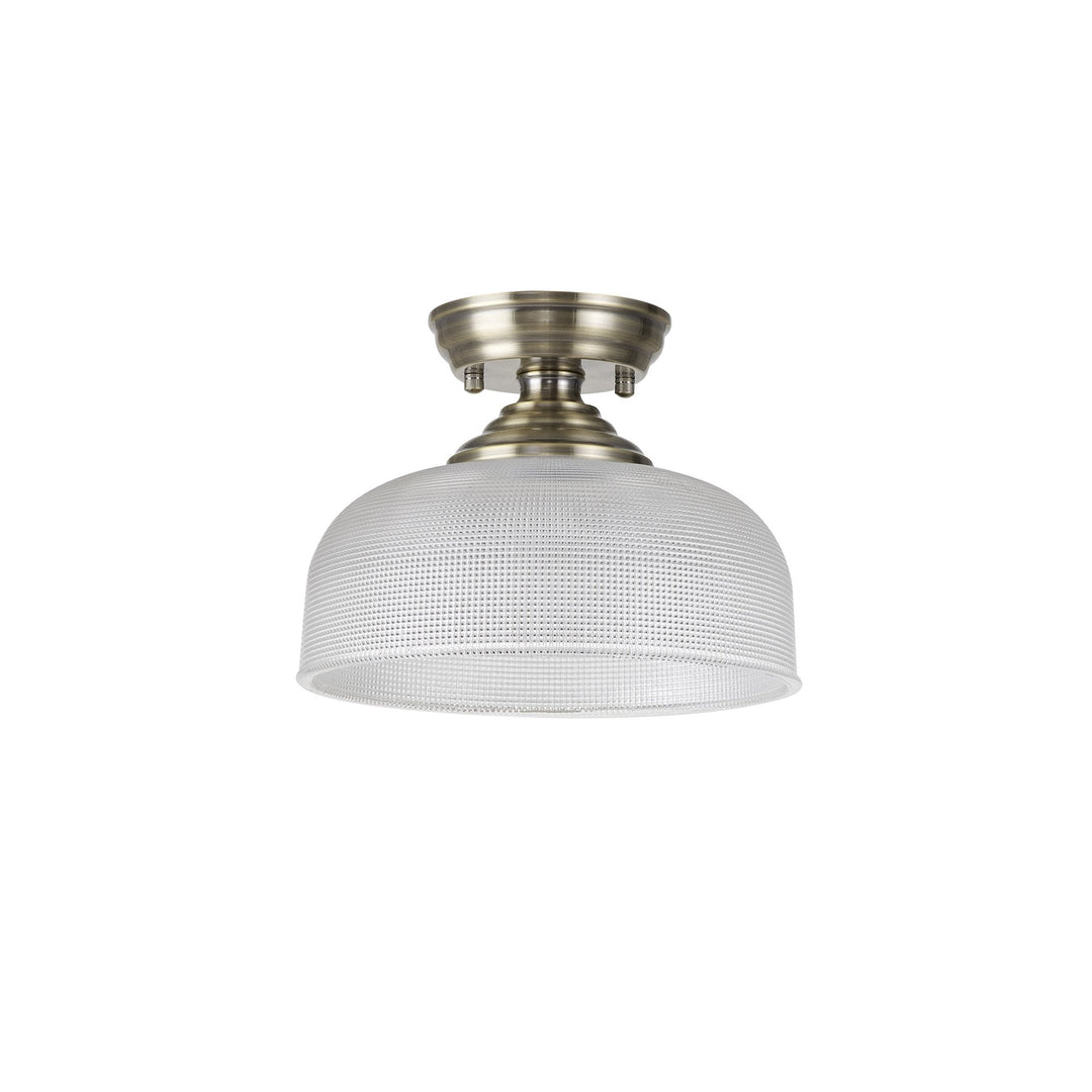 Nelson Lighting NLK15769 Tabion 1 Light Flush Ceiling Light Antique Brass Clear