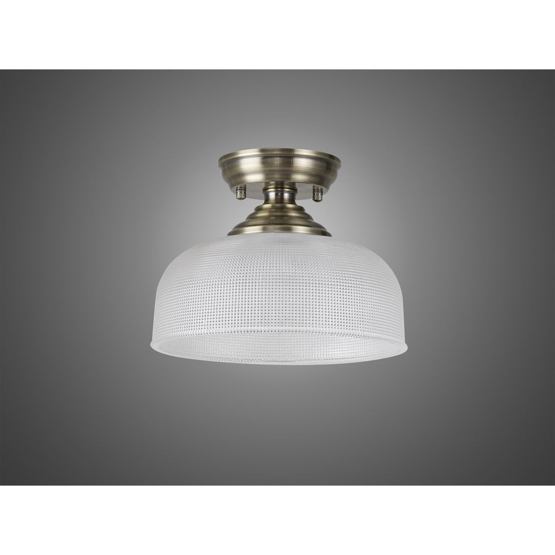 Nelson Lighting NLK15769 Tabion 1 Light Flush Ceiling Light Antique Brass Clear