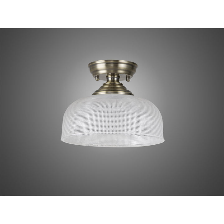 Nelson Lighting NLK15769 Tabion 1 Light Flush Ceiling Light Antique Brass Clear