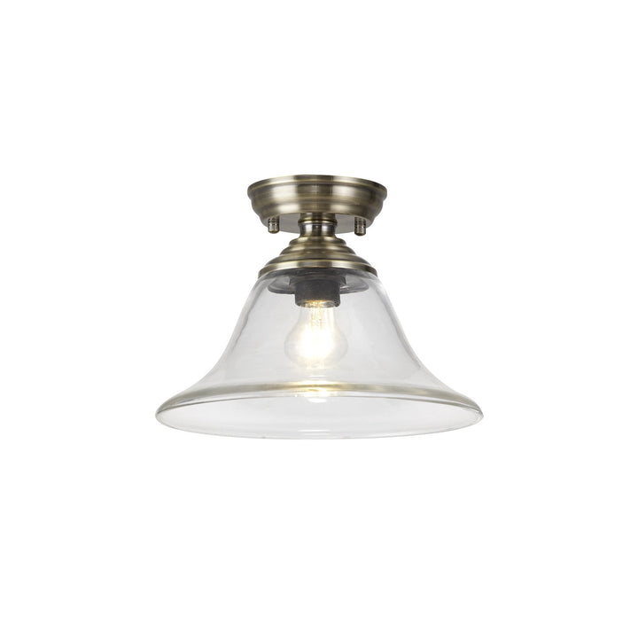 Nelson Lighting NLK15779 Tabion 1 Light Flush Ceiling Light Antique Brass Clear