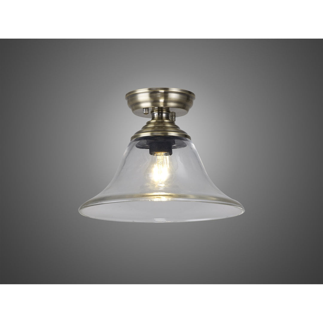 Nelson Lighting NLK15779 Tabion 1 Light Flush Ceiling Light Antique Brass Clear