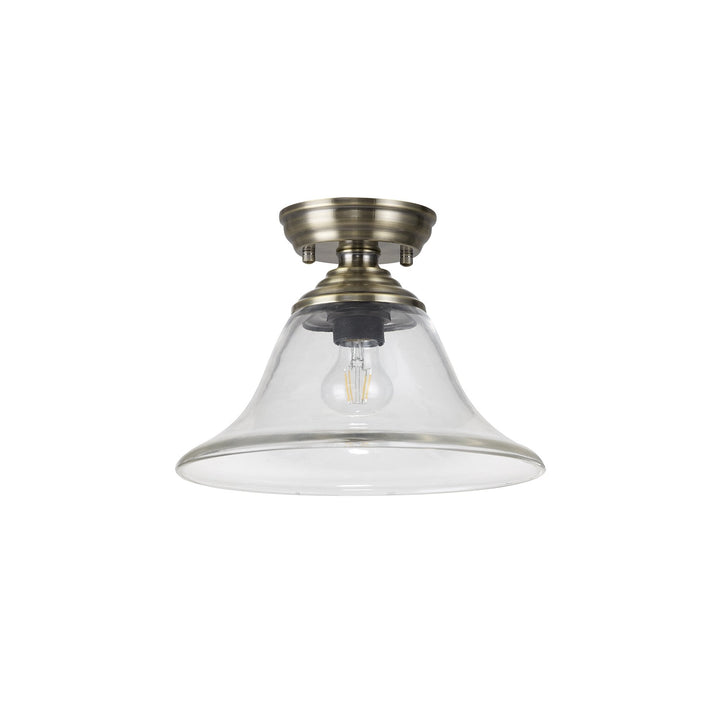 Nelson Lighting NLK15779 Tabion 1 Light Flush Ceiling Light Antique Brass Clear