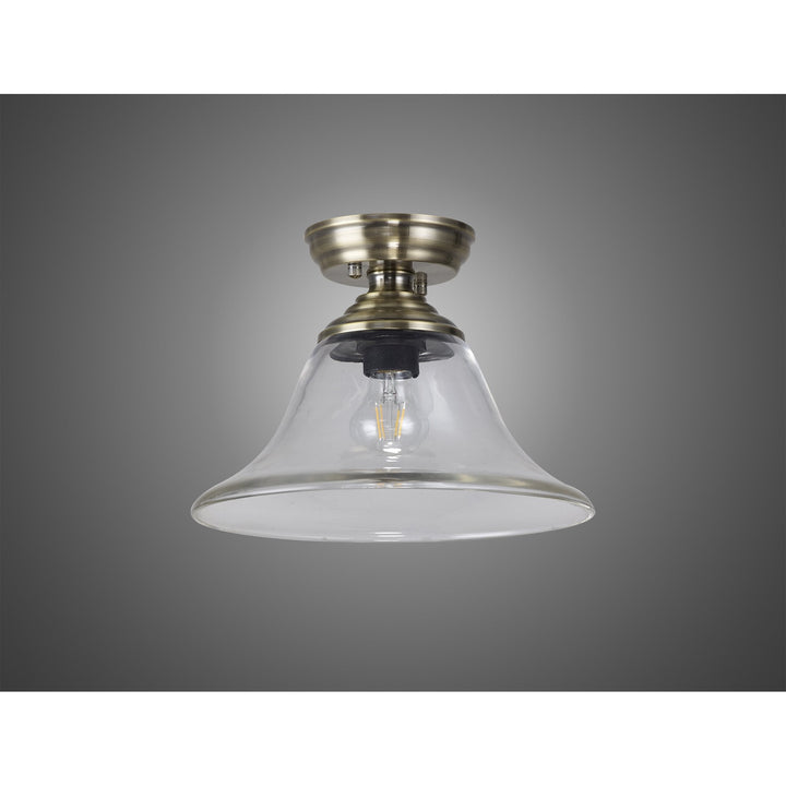 Nelson Lighting NLK15779 Tabion 1 Light Flush Ceiling Light Antique Brass Clear