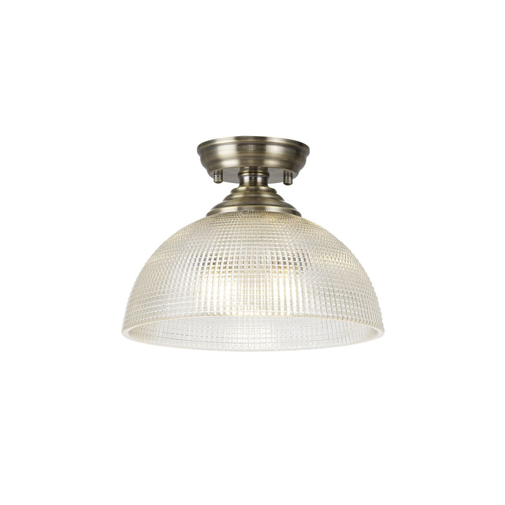 Nelson Lighting NLK15799 Tabion 1 Light Flush Ceiling Light Antique Brass Clear