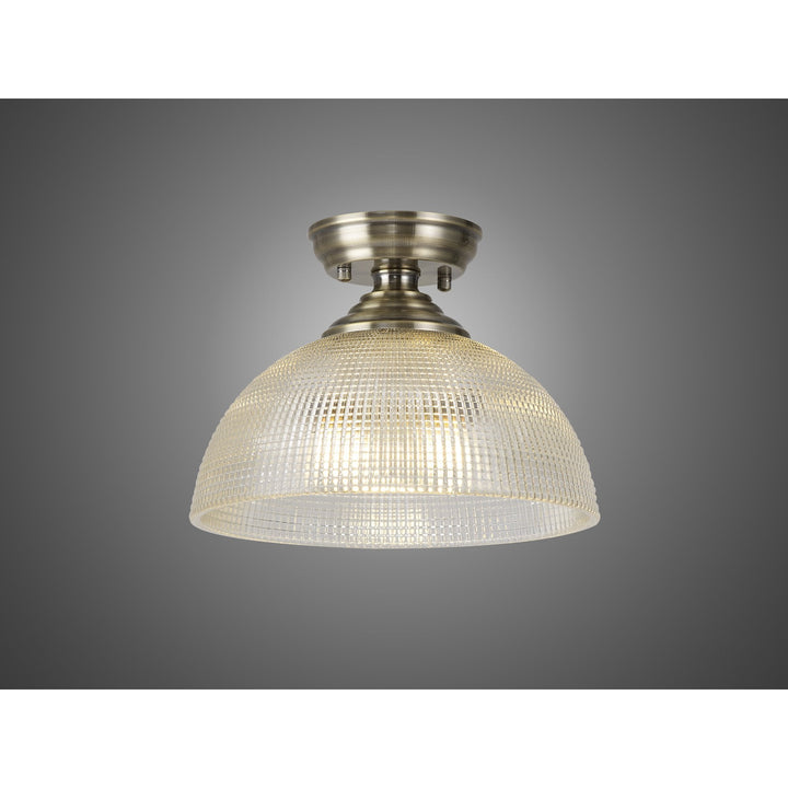 Nelson Lighting NLK15799 Tabion 1 Light Flush Ceiling Light Antique Brass Clear