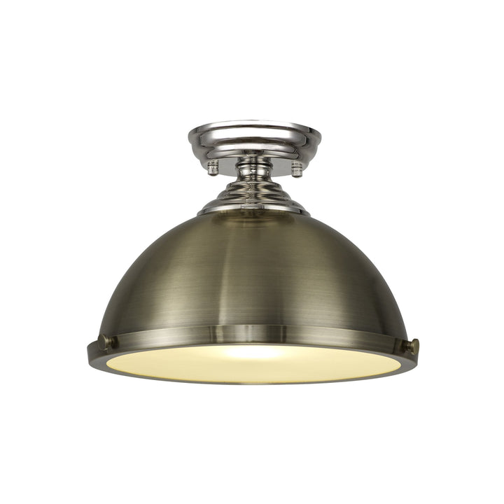 Nelson Lighting NLK15819 Tabion 1 Light Flush Ceiling Light Polished Nickel Antique Brass