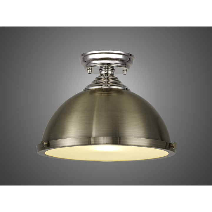 Nelson Lighting NLK15819 Tabion 1 Light Flush Ceiling Light Polished Nickel Antique Brass