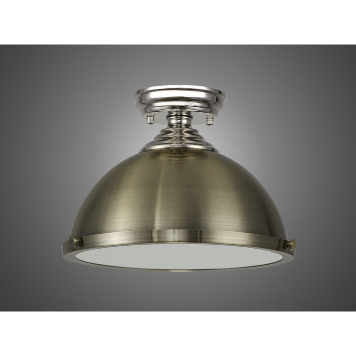 Nelson Lighting NLK15819 Tabion 1 Light Flush Ceiling Light Polished Nickel Antique Brass