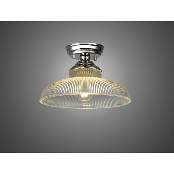 Nelson Lighting NLK15859 Tabion 1 Light Flush Ceiling Light Polished Nickel Clear