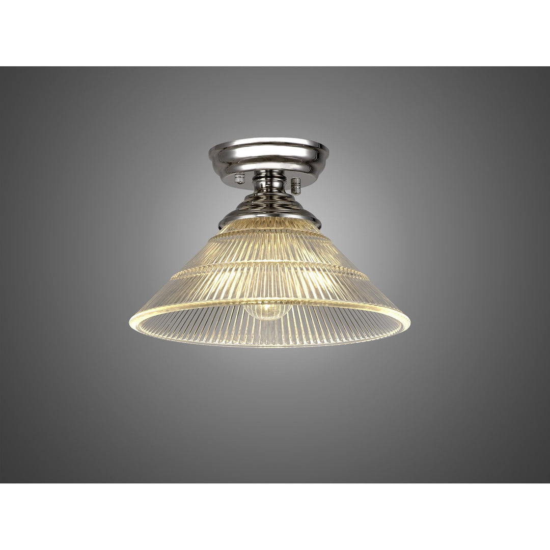 Nelson Lighting NLK15879 Tabion 1 Light Flush Ceiling Light Polished Nickel Clear